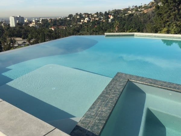 infinity edge pool with los angeles hills view
