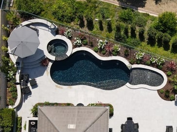aerial view of a black bottom freeform pool