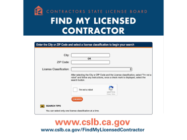 find my licensed contractor CSLB graphic