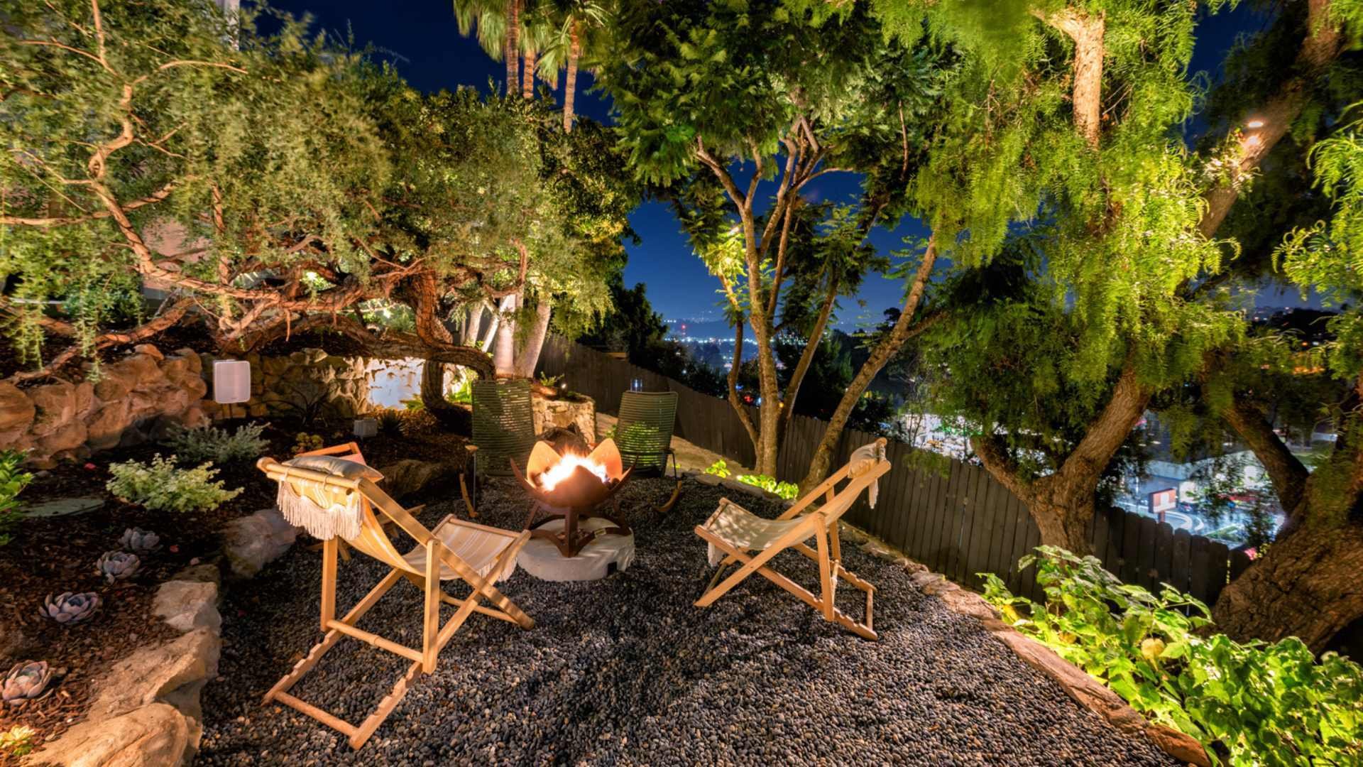 A cozy fire pit area with outdoor seating 