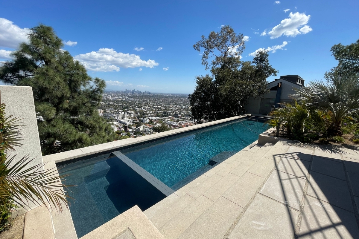 pool and spa on a hillside