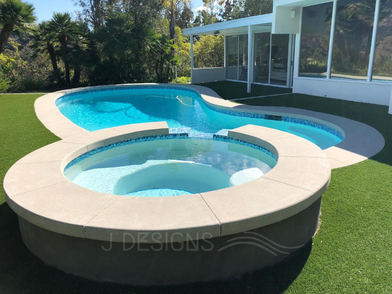 JDesigns offers ivy swim pool construction in LA with modern and vintage style and polished concrete.